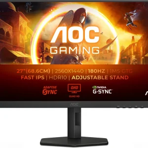 Монитор AOC 27" Q27G4XF черный Fast IPS LED 0.5ms 16:9 HDMI матовая HAS Piv 300cd 178гр/178гр 2560x1440 180Hz DP 2K 5.29кг