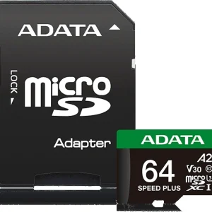 Флеш карта microSDXC 64GB A-Data UD64GUI3V30A2SP-RA1 Speed Plus + adapter