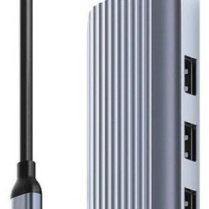 Разветвитель USB-C Cudy UH606 3порт. серебристый