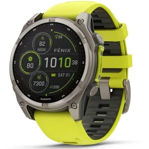 Смарт-часы Garmin Fenix 8 47мм 1.3" AMOLED корп.серебристый рем.желтый (010-02906-21)