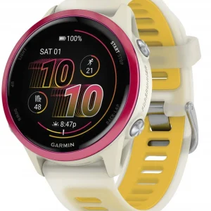 Смарт-часы Garmin Forerunner 570 42мм 1.3" AMOLED корп.белый/розовый рем.белый (010-02970-02)