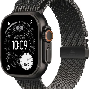 Смарт-часы Apple Watch Ultra 3 2025 A3281 49мм OLED корп.черный титан Milanese Loop рем.черный разм.брасл.:M (MF1Q4ZP/A)
