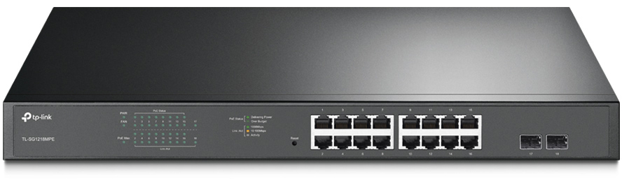 Коммутатор / TP-Link TL-SG1218MPE / Коммутатор/ 16-Port Gigabit Easy Smart PoE+ Switch with 2 SFP UKplug