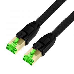 Патч-корд / Greenconnect GCR-57598 / GCR PRO Патч-корд PROF кат.8 ethernet 50.0m S/FTP, RJ45, медь, 40 Гбит/с, 26 AWG, текстиль, черный, литой, экранированные коннекторы 24K GOLD, T568B, GCR-57598