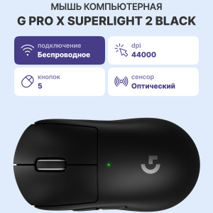 Мышь / Logitech 910-006631 / Мышь/ Logitech Mouse G PRO X Superlight 2 Wireless Gaming Black Retail