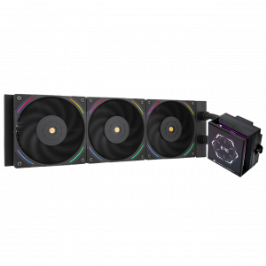 Водяное охлаждение для процессора / Thermalright H-VISION-BL-360-ARGB / Водяное охлаждение для процессора/ Water Cooling System Thermalright Hyper Vision 360 (360mm, LED, Black, ARGB/ Fans 3x120mm, 69CFM, 27dBA, 2150RPM/ Pump height 68mm, 6400RPM, Rad thickness 27mm/ S 1700, 1200, 1851, 115X, 2011, 2066, AM5, AM4)