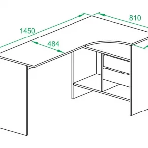 Стол для компьютера Сокол СПм-25 П столешница ЛДСП белый 145x74x81см (00-00010621)