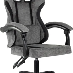 Кресло игровое Knight Wolf серый/черный крестов. пластик