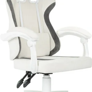 Кресло игровое Knight Wolf WH молочный/серый крестов. пластик пластик белый