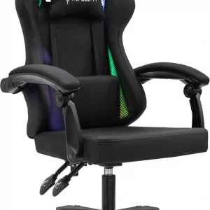 Кресло игровое Knight Wolf RGB черный с подголов. крестов. пластик пластик черный