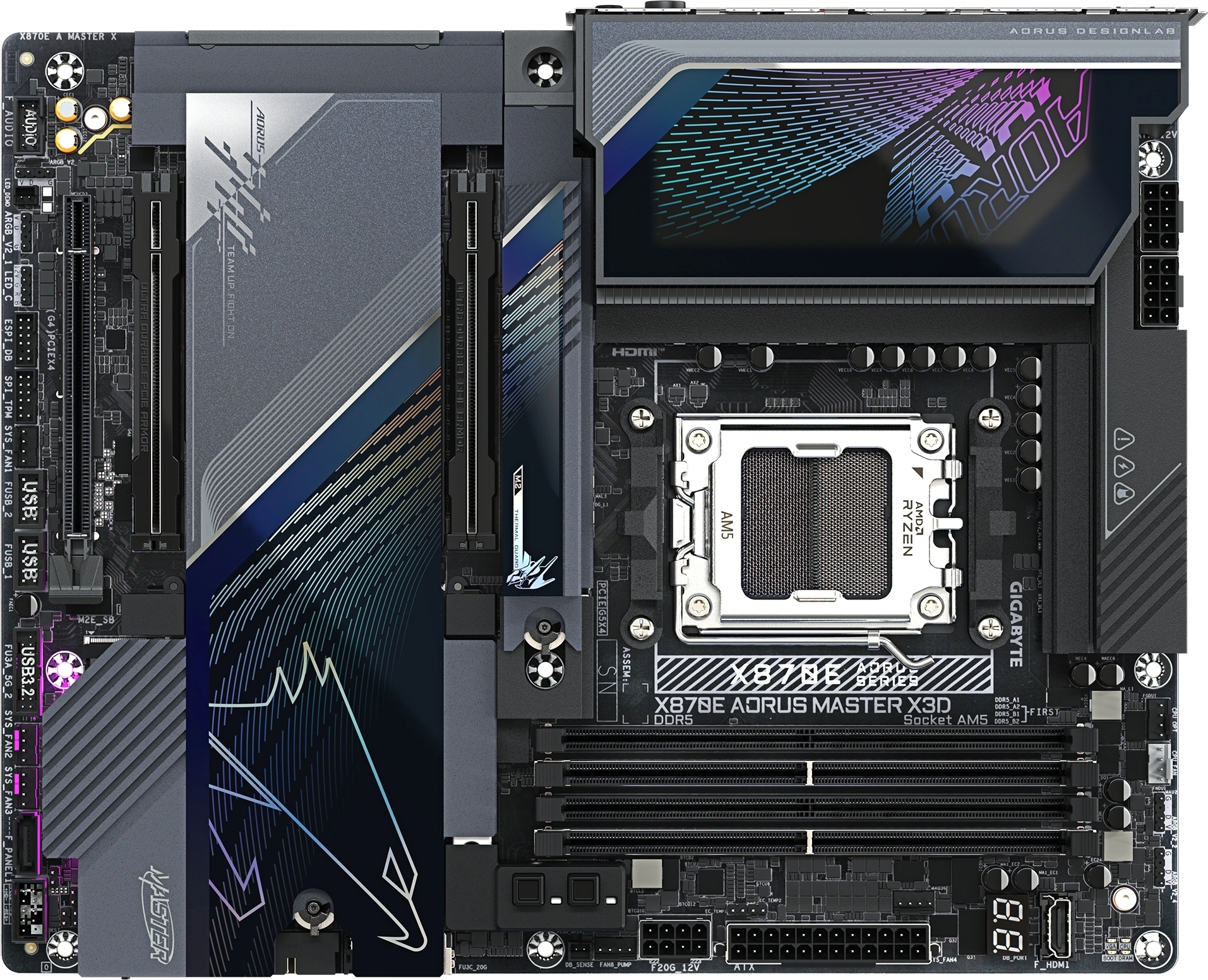 Материнская плата Gigabyte X870E A MASTER X Socket AM5 AMD X870E 4xDDR5 ATX AC`97 8ch(7.1) 1P 10Gigabit + 1P 5Gigabit RAID+HDMI