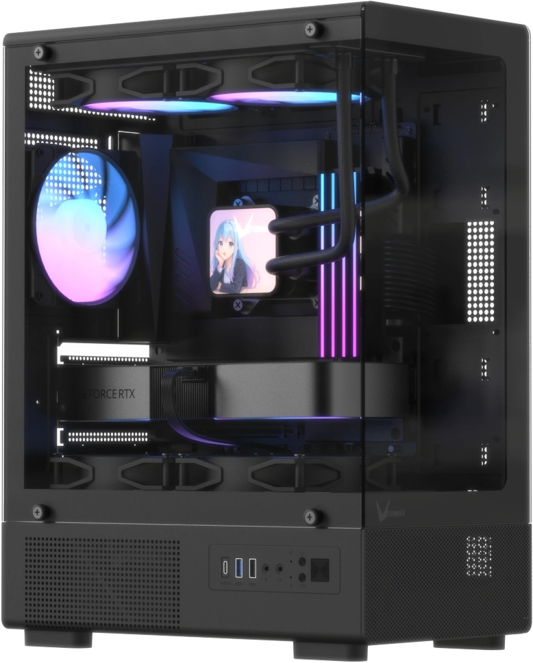 Корпус Formula Crystal Z1CM v2 черный без БП mATX 5x120mm 1xUSB3.0 audio bott PSU