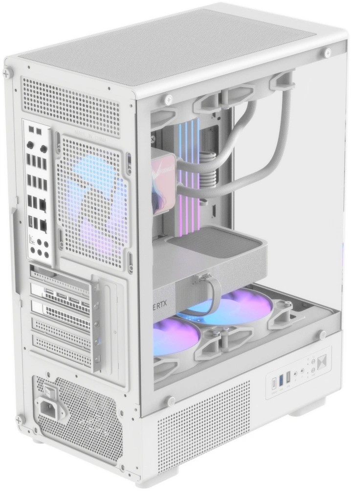 Корпус Formula Crystal Z1CM v2 белый без БП mATX 5x120mm 1xUSB3.0 audio bott PSU