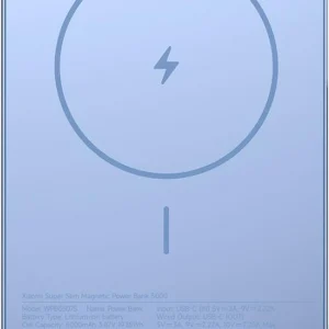 Мобильный аккумулятор Xiaomi Super Slim Magnetic 5000mAh QC3.0/PD3.0 22.5W 3A USB-C беспров.зар. голубой (BHR08POGL)