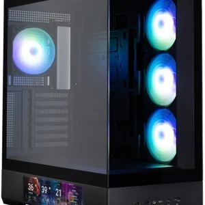 ZALMAN P40 DS, ATX, BLACK, WINDOW, 9.1-inch LCD screen, 2xCombo(2.5” or 3.5”), 1x2.5”, 1xUSB TYPE-C, 2xUSB3.0, SIDE 3x120mm ARGB, REAR 1x120mm ARGB