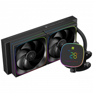 Система жидкостного охлаждения / Thermalright F-HORIZON-DIGITAL-BL-240-ARGB / Система жидкостного охлаждения/ Water Cooling System Thermalright Frozen Horizon 240 Digital (240mm, LED temp., Black, ARGB/ Fans 2x120mm, 68.9CFM, 28.2dBA, 2000RPM/ Pump height 53.2mm, Rad thickness 27mm/ S 1700, 1200, 1851, 115X, AM5, AM4)