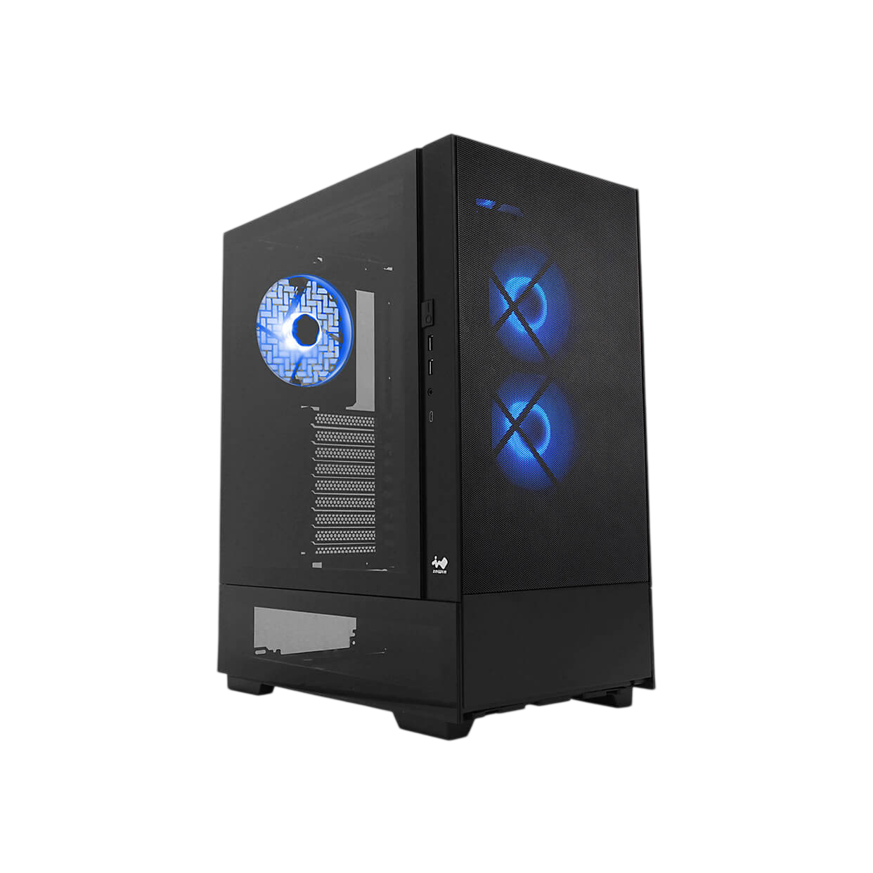 Корпус без блока питания / InWin IW-CS-MFBASE-BLK / Корпус без блока питания/ Case InWin Modfree Base, Full-Tower, TG, 3x140mm ARGB, 2xUSB-A 3.0 + 1xUSB-C 3.2, E-ATX, ATX, mATX, mITX Black