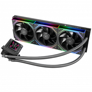 Водяное охлаждение для процессора / Thermalright F-WFRAME-SE-360-ARGB-BL-V2 / Водяное охлаждение для процессора/ Water Cooling System Thermalright Frozen Warframe SE 360 ARGB V2 (360mm, LED temp., Black, ARGB/ Fans 3x120mm, 68.9CFM, 28.2dBA, 2000RPM/ Pump height 59mm, Rad thickness 27mm/ S 1851, 1700, 1200, 115X, AM5, AM4)