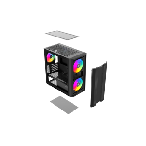 Корпус ПК без блока питания / SAMA S30-BKMPA3X1-GL / Корпус ПК без блока питания/ Case SAMA S30 Black, Midi-Tower, TG, 2x140mm + 1x120mm ARGB, 1xUSB 3.0 + 1xUSB 3.1 Type-C, mATX, mITX Black