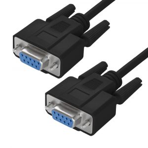 Кабель / Greenconnect GCR-57633 / GCR PRO Кабель 1.5m черный, RS-232 DB9 F/DB9 F, 0-модемный, 30AWG, экран, GCR PRO-57633
