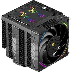 Кулер для процессора / Thermalright PS120-DG-EVO / Кулер для процессора/ CPU Cooler Thermalright Phantom Spirit 120 Digital EVO (4-pin PWM, LED temp., 160mm, Ni/CU, 7x6mm, ARGB, 2x120mm, 69CFM, 27dBA, 2150RPM, S 1851, 1700, 1200, 115X, AM5, AM4, black)