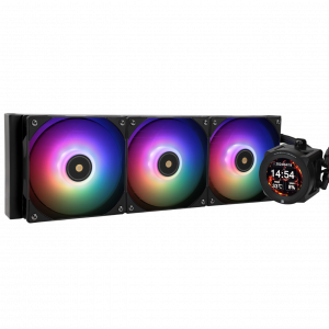 Система жидкостного охлаждения / Thermalright C-VISION-BL-360-ARGB / Система жидкостного охлаждения/ Water Cooling System Thermalright Core Vision 360 (360mm, LED, Black, ARGB/ Fans 3x120mm, 72.37CFM, 27.7dBA, 2000RPM/ Pump height 66mm, Rad thickness 27mm/ S 1700, 1200, 1851, 115X, 2011, 2066, AM5, AM4)