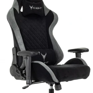 Кресло игровое Knight Regal Fabric черный/серый искусственная замша с подголов. крестов. металл