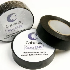 Изолента Cabeus ET-BK дл.2000мм ш.19мм черный