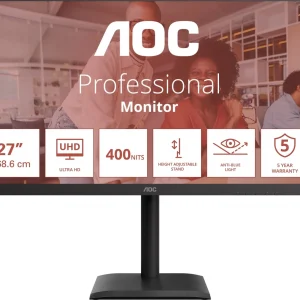 Монитор AOC 27" U27E4CV черный IPS LED 16:9 HDMI M/M матовая HAS Piv 1200:1 400cd 3840x2160 60Hz DP 4K USB 6.5кг