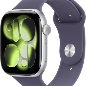Смарт-часы Apple Watch Series 11 A3333 46мм корп.серебристый Sport Band рем.фиолетовый разм.брасл.:M/L (MEVA4LW/A)
