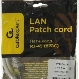 Патч-корд PP6-1M/B 10000G FTP 4 пары cat6 CCA molded 1м синий RJ-45 (m)-RJ-45 (m)
