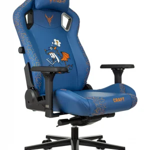 Кресло игровое Knight Craft Dragon синий экокожа крестов. металл