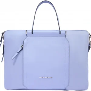 Деловая сумка женская Piquadro Lyra CA4021W92T/VI с отделением для ноутбука 15.6" лавандовая ткань/натур.кожа