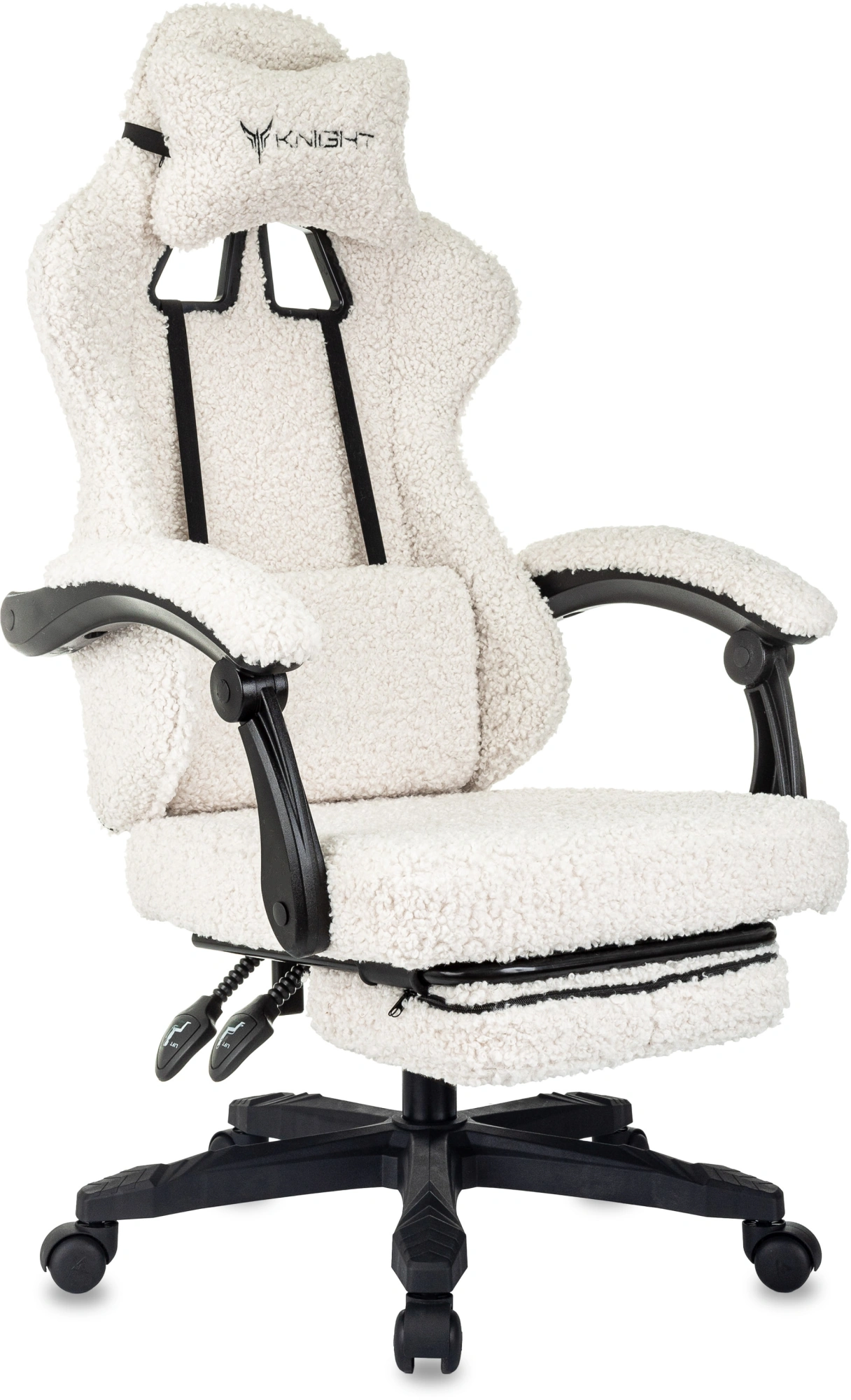 Кресло игровое Knight Lord/F молочный Camby 01 крестов. пластик подст.для ног