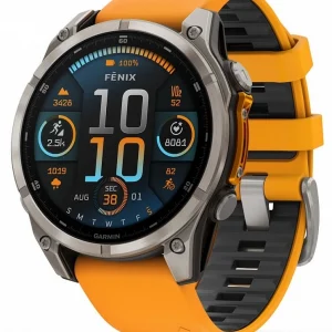 Смарт-часы Garmin Fenix 8 47мм 1.4" AMOLED корп.серый рем.оранжевый разм.брасл.:125-208мм (010-02904-11)