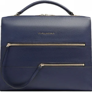 Деловая сумка женская Piquadro Patricia CA4098W140/BLU с отделением для ноутбука 14" синяя натур.кожа