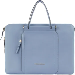 Деловая сумка женская Piquadro Circle CA4021W92/AZ3 с отделением для ноутбука 15.6" голубая натур.кожа