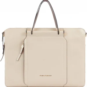 Деловая сумка женская Piquadro Circle CA4021W92/BECU с отделением для ноутбука 15.6" бежевая/кофейная натур.кожа