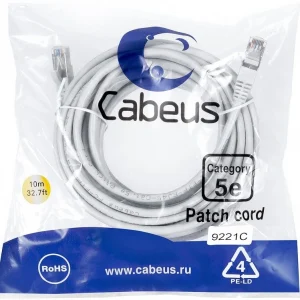 Cabeus PC-FTP-RJ45-Cat.5e-20m-LSZH Патч-корд F/UTP, категория 5е, 2xRJ45/8p8c, экранированный, серый, LSZH, 20м
