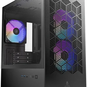 Корпус Azza AEROHEX-M черный без БП mATX 4x120mm 1xUSB2.0 2xUSB3.0 audio bott PSU