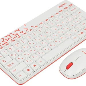 Клавиатура + мышь Logitech MK240 клав:белый/красный мышь:белый/красный USB беспроводная slim Multimedia (920-008160)