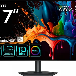Монитор Gigabyte 27" MO27Q28G черный OLED LED 0.03ms 16:9 HDMI M/M матовая HAS Piv 1500000:1 335cd 178гр/178гр 2560x1440 280Hz DP 2K USB 6.7кг