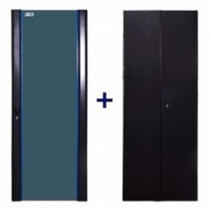 Комплект дверей TWT (TWT-CBB-DR32-6x-S-G1) 32U 600 мм. Черный. Перед. стекло. Задн. распашн. металл