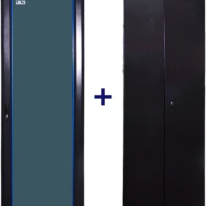 Комплект дверей TWT (TWT-CBB-DR37-6x-S-G1) 37U. 600 мм. Черный. перед - стекло. зад - металл