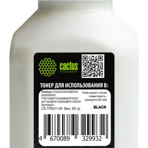 Тонер Cactus CS-TPA211-65 черный флакон 65гр. для принтера PC-211/TL-420/TL-5120 для P2200/P2500/P2207