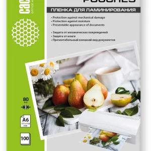 Пленка для ламинирования Cactus 80мкм A6 (100шт) глянцевая 111x154мм CS-LPGА680100