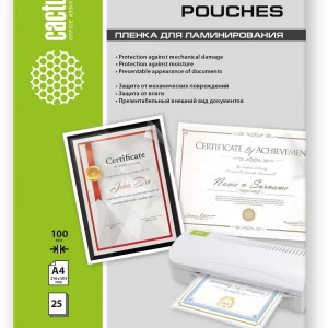 Пленка для ламинирования Cactus 100мкм A4 (25шт) матовая 216x303мм CS-LPMА410025