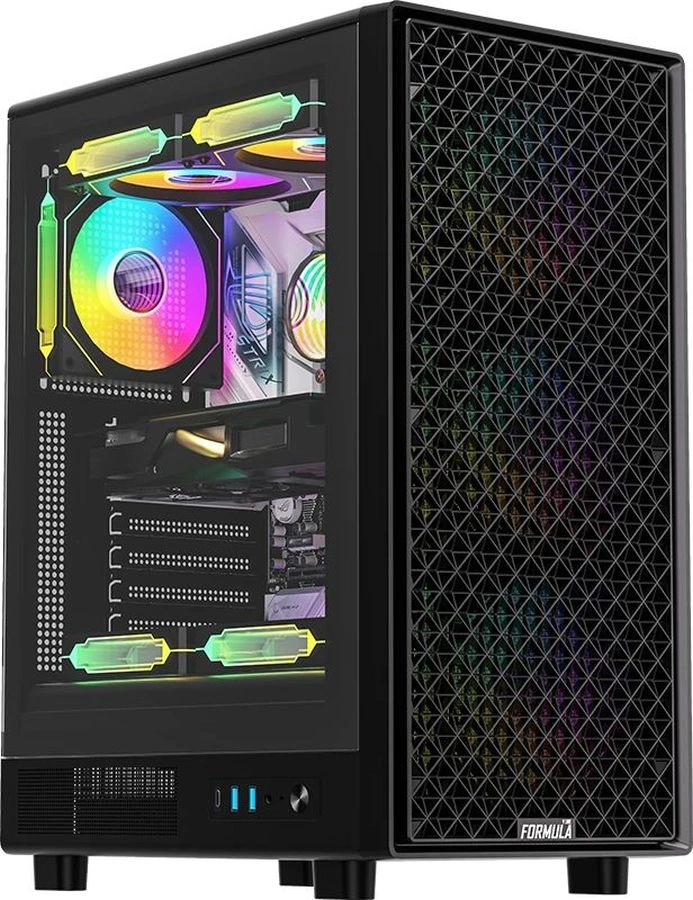 Formula V Line MANA Dynamic Black AR, ATX, TYPE-C*1, USB3.0*2, FRONT 3x120mm ARGB, REAR 1x120mm ARGB