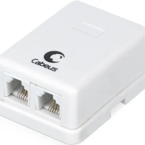 Розетка Cabeus WS-6P4C-TEL-2 телеф.RJ12 2 бел.
