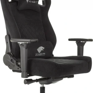 Кресло игровое Knight Hunter черный Alfa Black искусственная замша крестов. металл